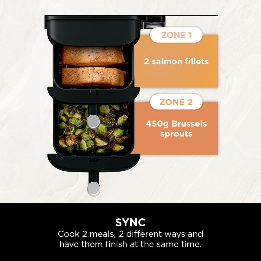 Ninja Double Stack 7.6L 2-Drawer Air Fryer, 6 Cooking Functions, Black