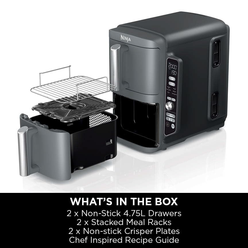 Ninja Double Stack XL 9.5L 2-Drawer Air Fryer, 6 Cooking Functions, Grey