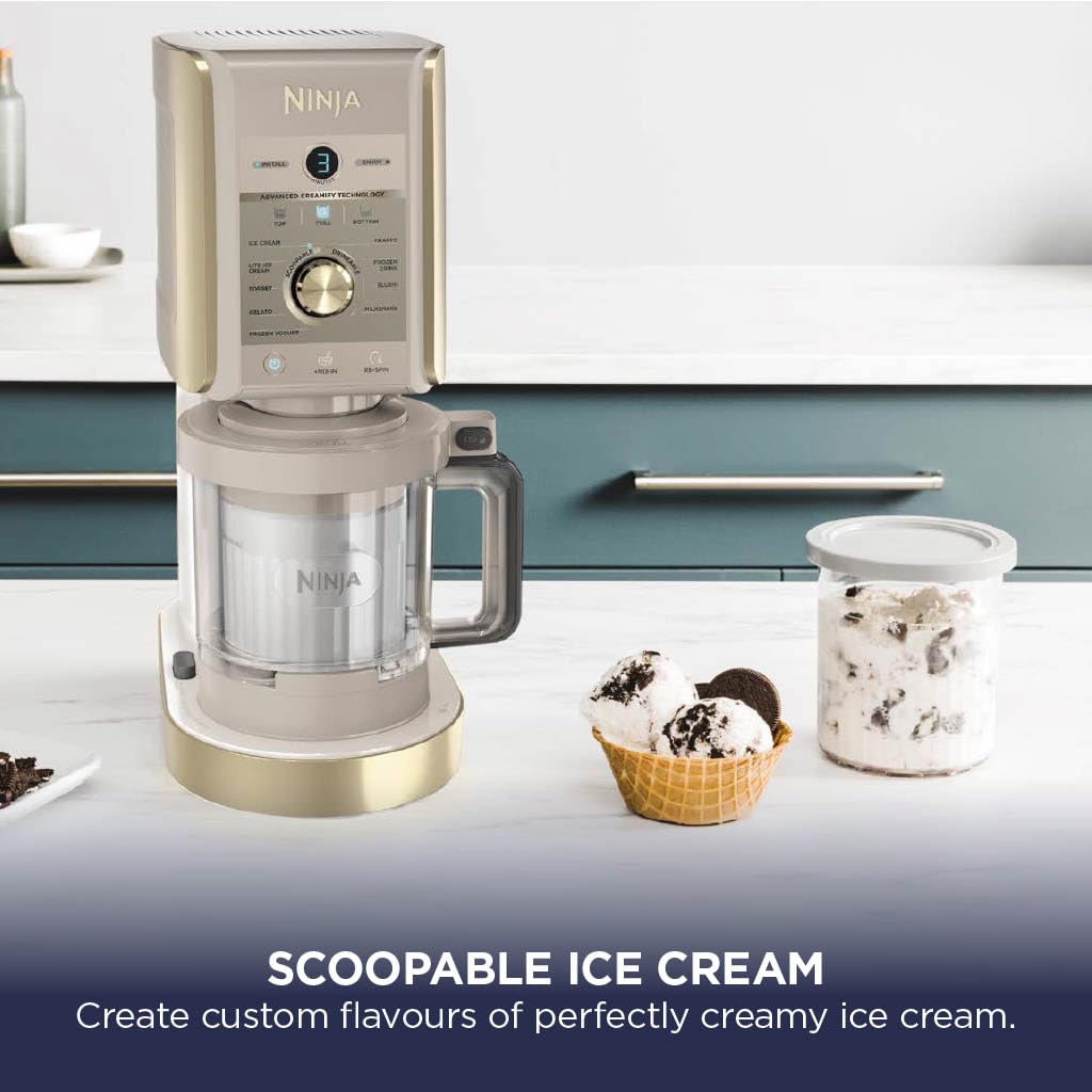 Ninja CREAMi Deluxe Ice Cream Frozen Dessert Maker, Stone/Gold NC501UKSTGD