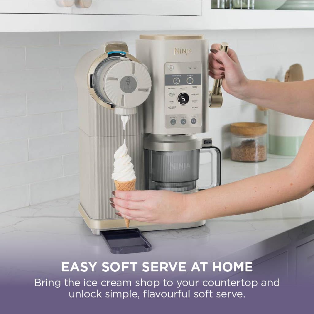 Ninja CREAMi Scoop and Swirl Ice Cream Machine, Stone Gold NC701UKSTGD