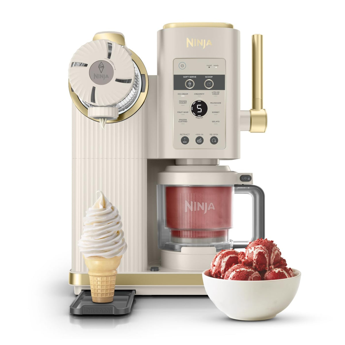 Ninja CREAMi Scoop and Swirl Ice Cream Machine, Stone Gold NC701UKSTGD