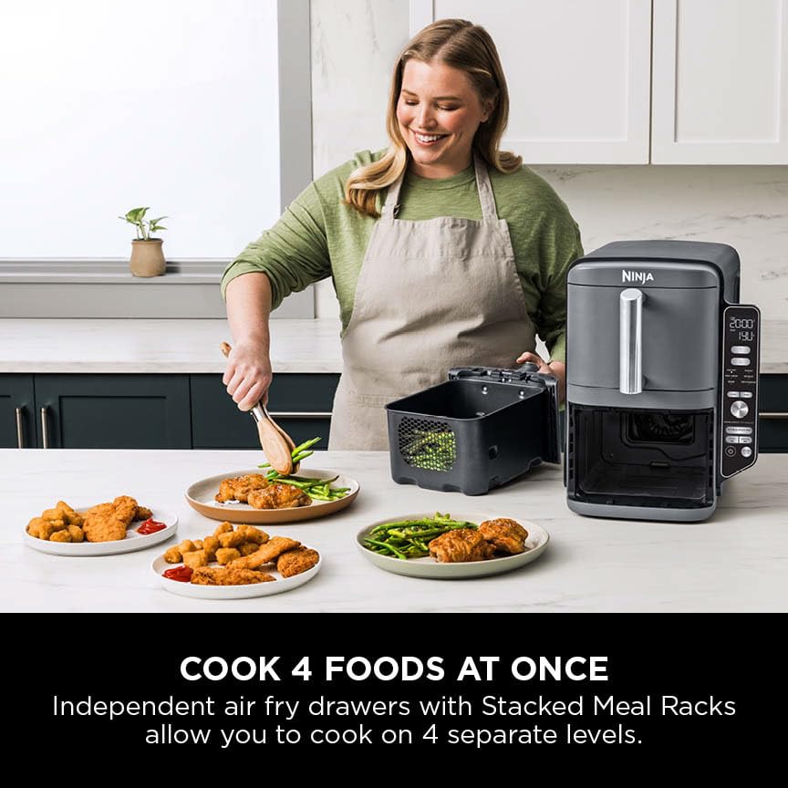 Ninja Double Stack XL 9.5L 2-Drawer Air Fryer, 6 Cooking Functions, Grey
