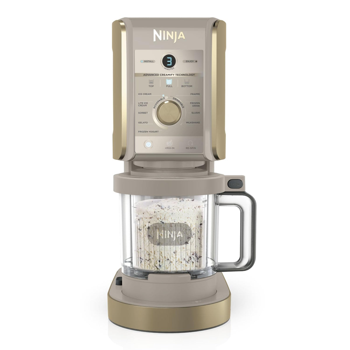 Ninja CREAMi Deluxe Ice Cream Frozen Dessert Maker, Stone/Gold NC501UKSTGD