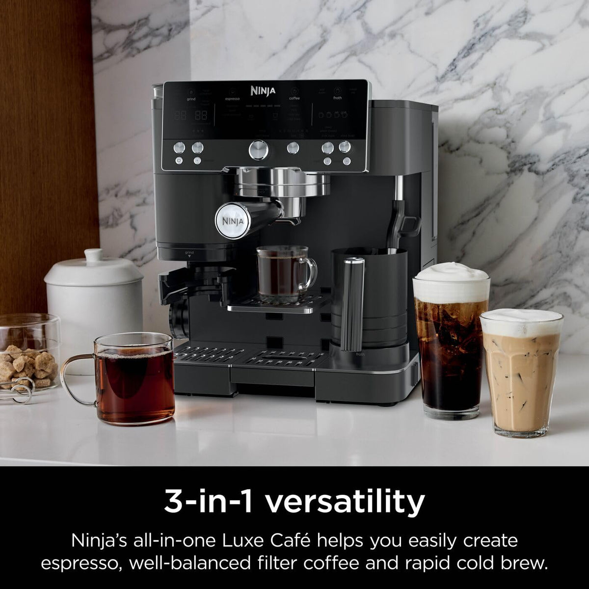 Ninja Luxe Premier 3-in-1 Coffee Machine, Black ES601UKBK
