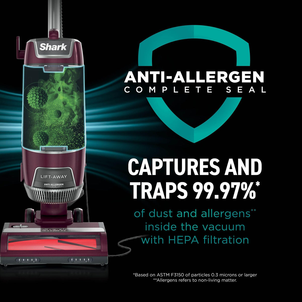 Shark Corded Upright Vacuum Cleaner with Lift-Away Technology, Anti Hair Wrap Plus, Anti-Allergen, 8m Cord, LU250UK