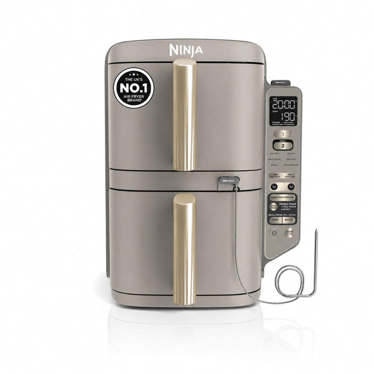 Ninja Double Stack XL 9.5L 2-Drawer Air Fryer, 6 Functions, Stone Gold