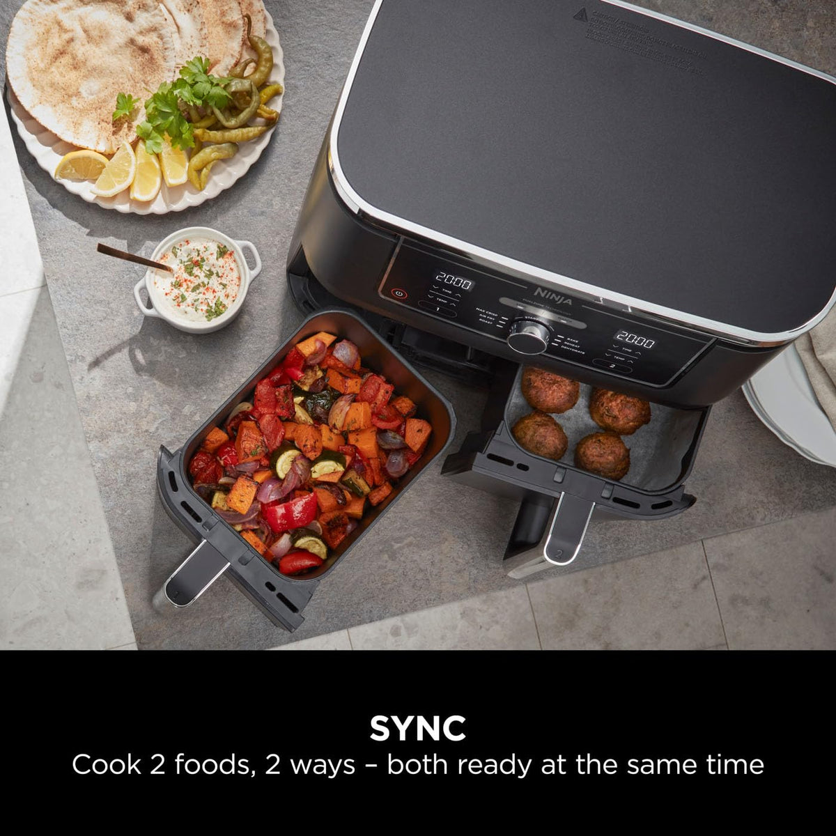 Ninja Foodi MAX Dual Zone 9.5L Air Fryer, 2 Drawers, Black AF400UK