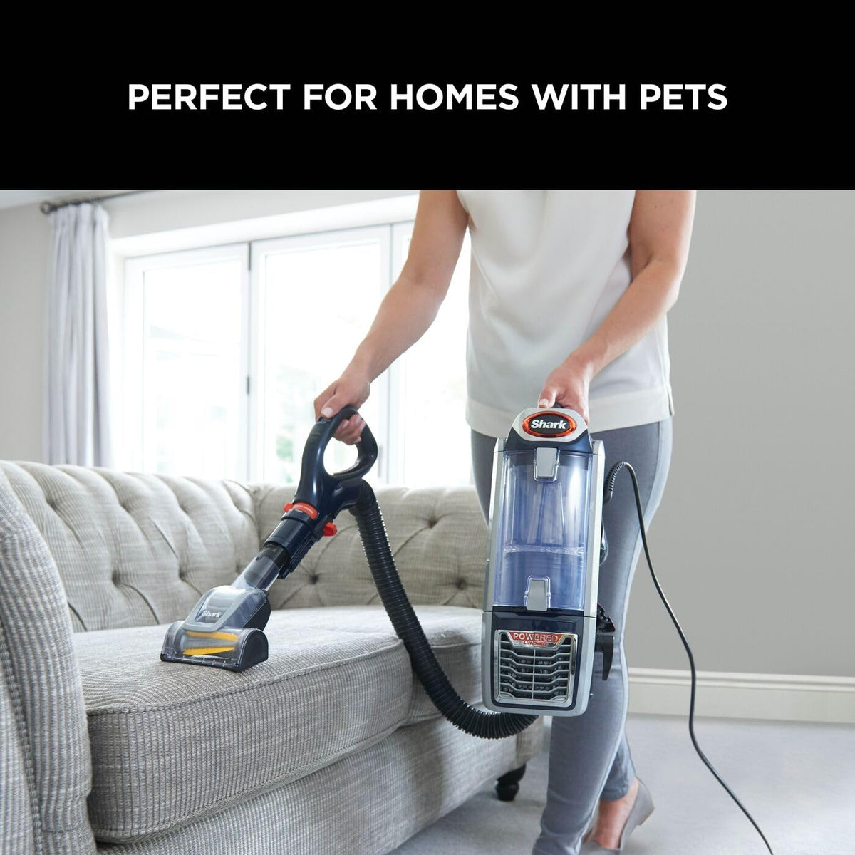 Shark Corded Upright Vacuum Cleaner,0.83L, Pet Model, Navy/Orange, 750W