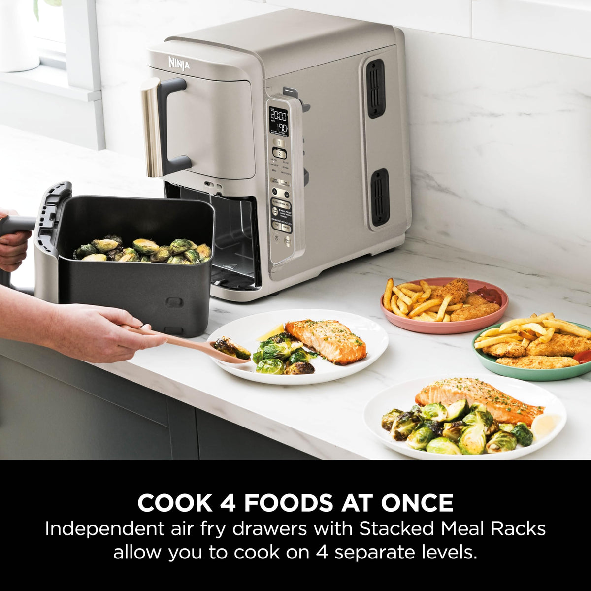 Ninja Double Stack XL 9.5L 2-Drawer Air Fryer, 6 Functions, Stone Gold