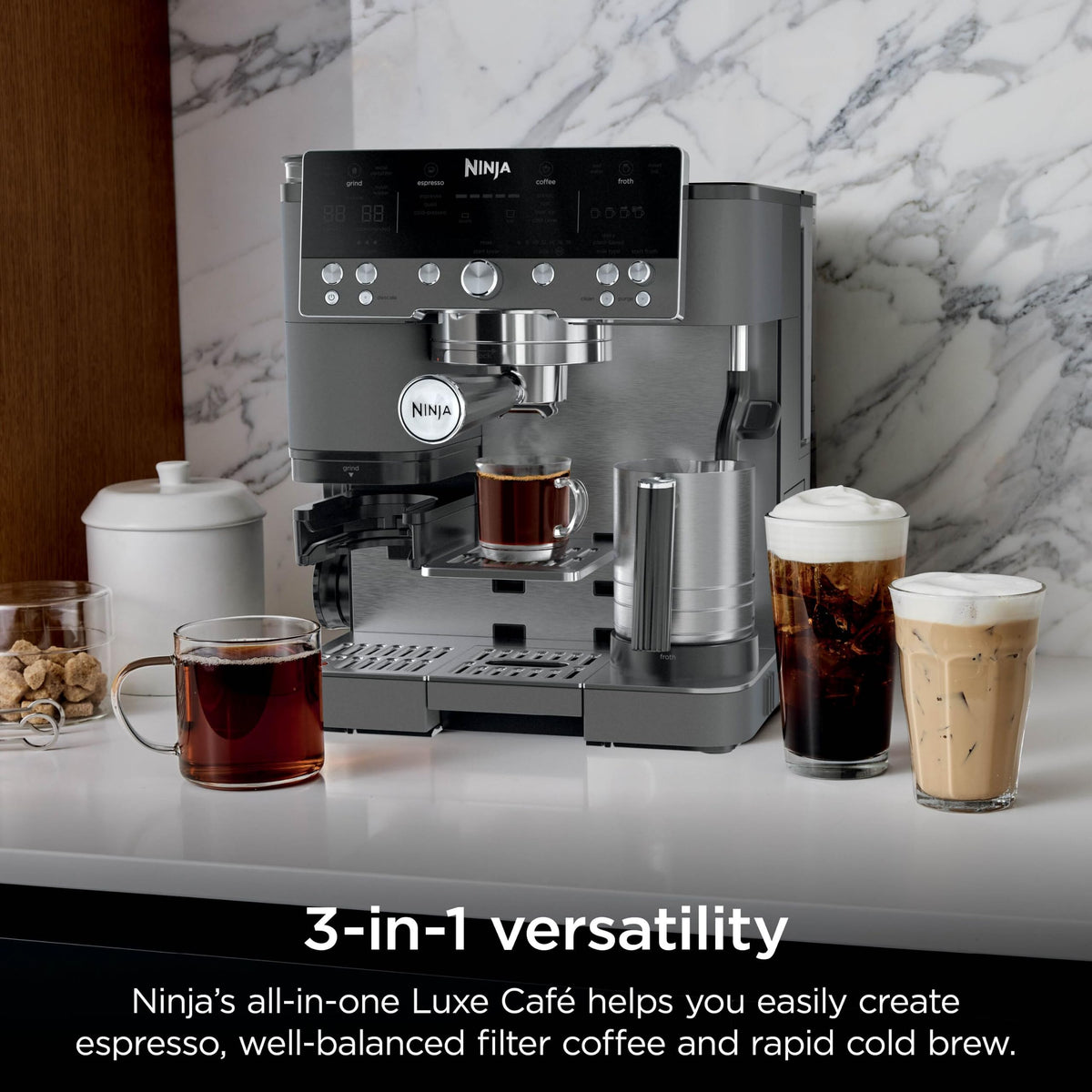 Ninja Luxe Premier 3-in-1 Coffee Machine, Gunmetal ES601UKGM