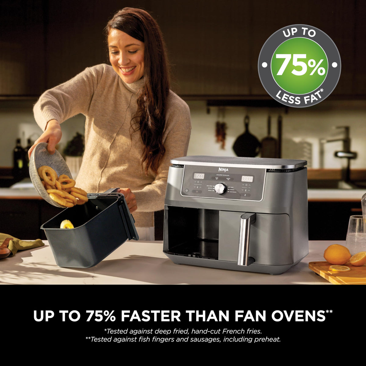 Ninja MAX Dual Zone 9.5L Air Fryer, 2 Drawers, Gunmetal DZ400UK