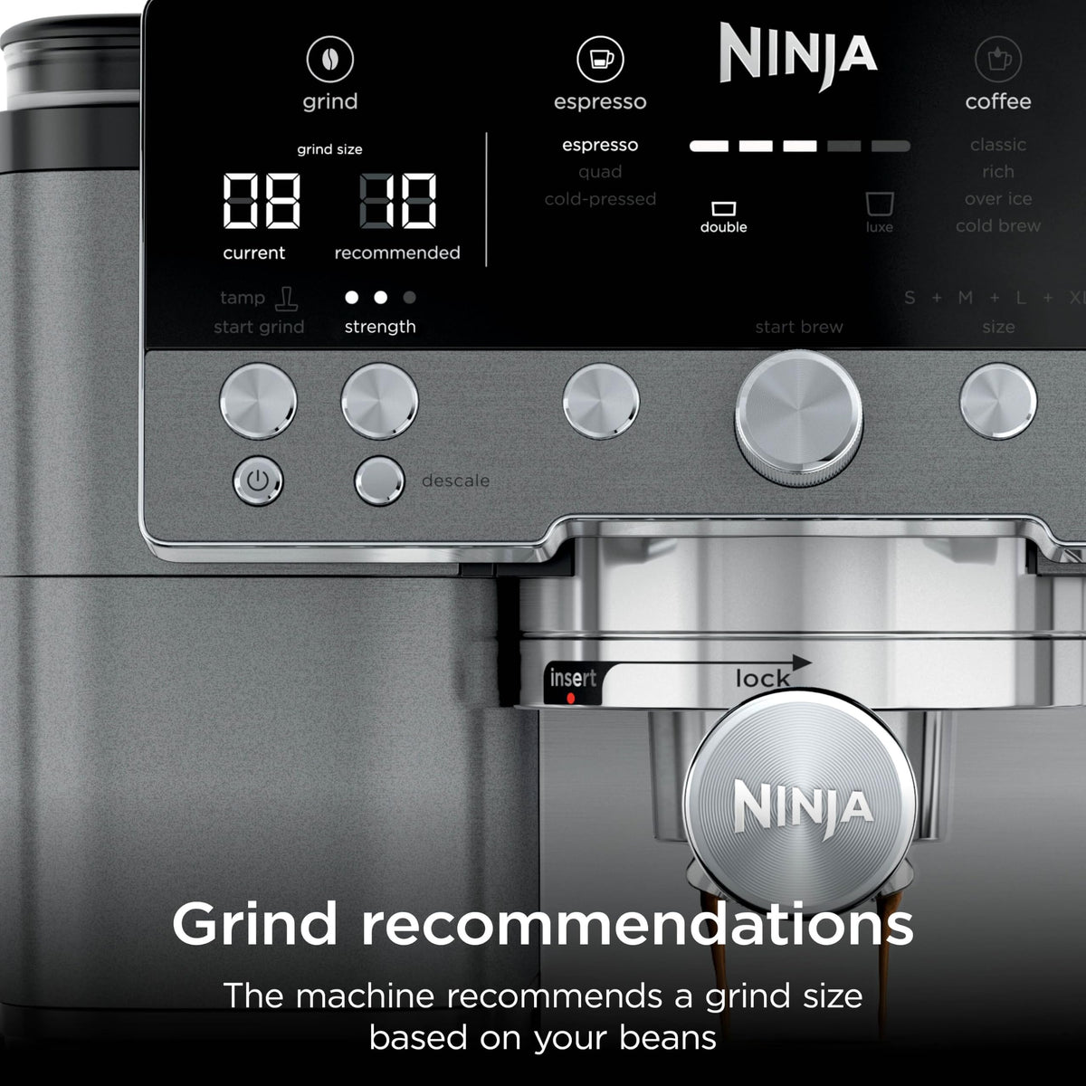 Ninja Luxe Premier 3-in-1 Coffee Machine, Gunmetal ES601UKGM
