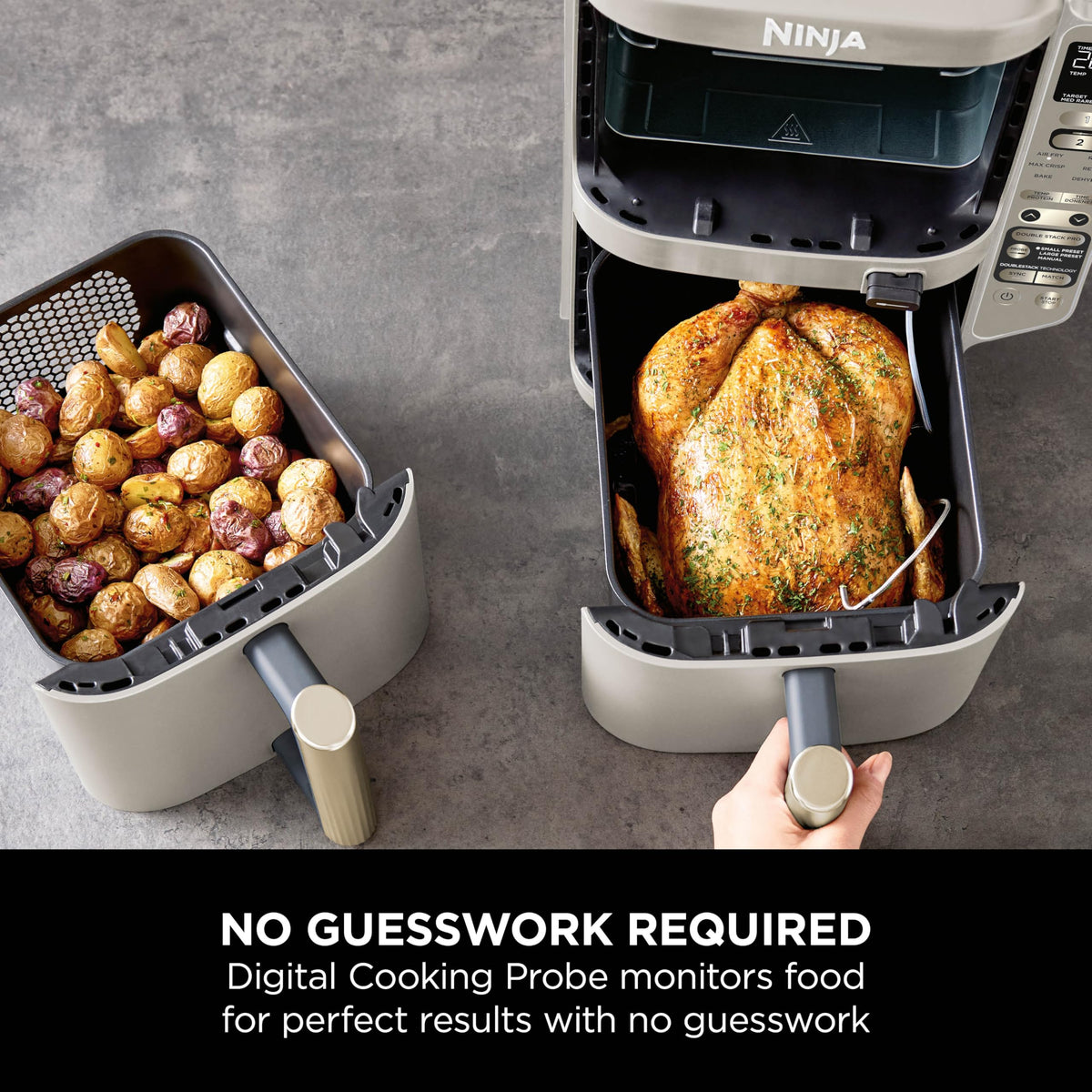 Ninja Double Stack XL 9.5L 2-Drawer Air Fryer, 6 Functions, Stone Gold
