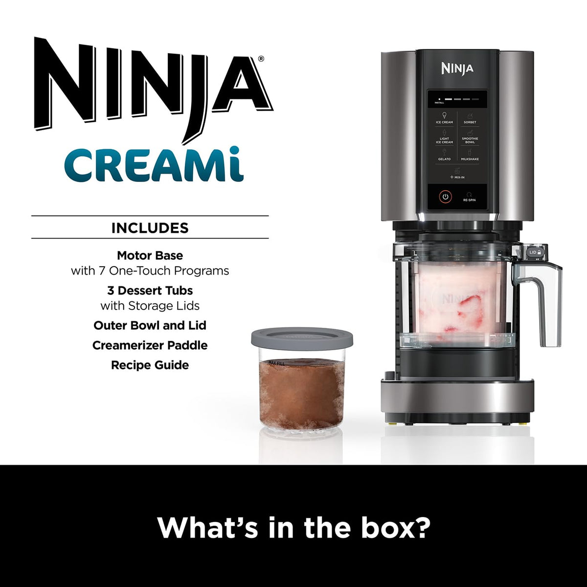 Ninja CREAMi Ice Cream & Frozen Dessert Maker, Black/Silver NC300UK