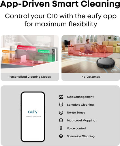 eufy Robot Vacuum C10,Self Emptying,8 Weeks Hands Free,Powerful Suction