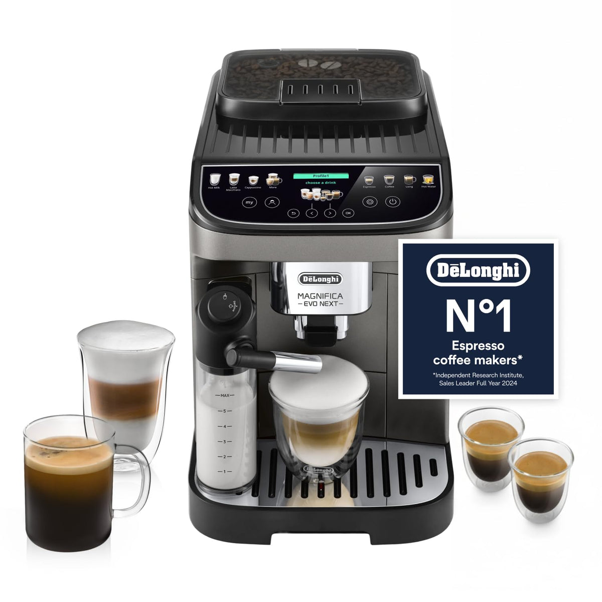 De'Longhi Magnifica Evo Next - Automatic Coffee Machine 13 Drinks Titanium