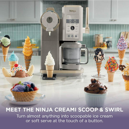 Ninja CREAMi Scoop and Swirl Ice Cream Machine, Stone Gold NC701UKSTGD