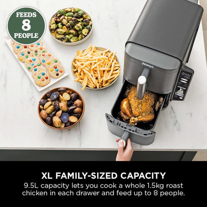 Ninja Double Stack XL 9.5L 2-Drawer Air Fryer, 6 Cooking Functions, Grey