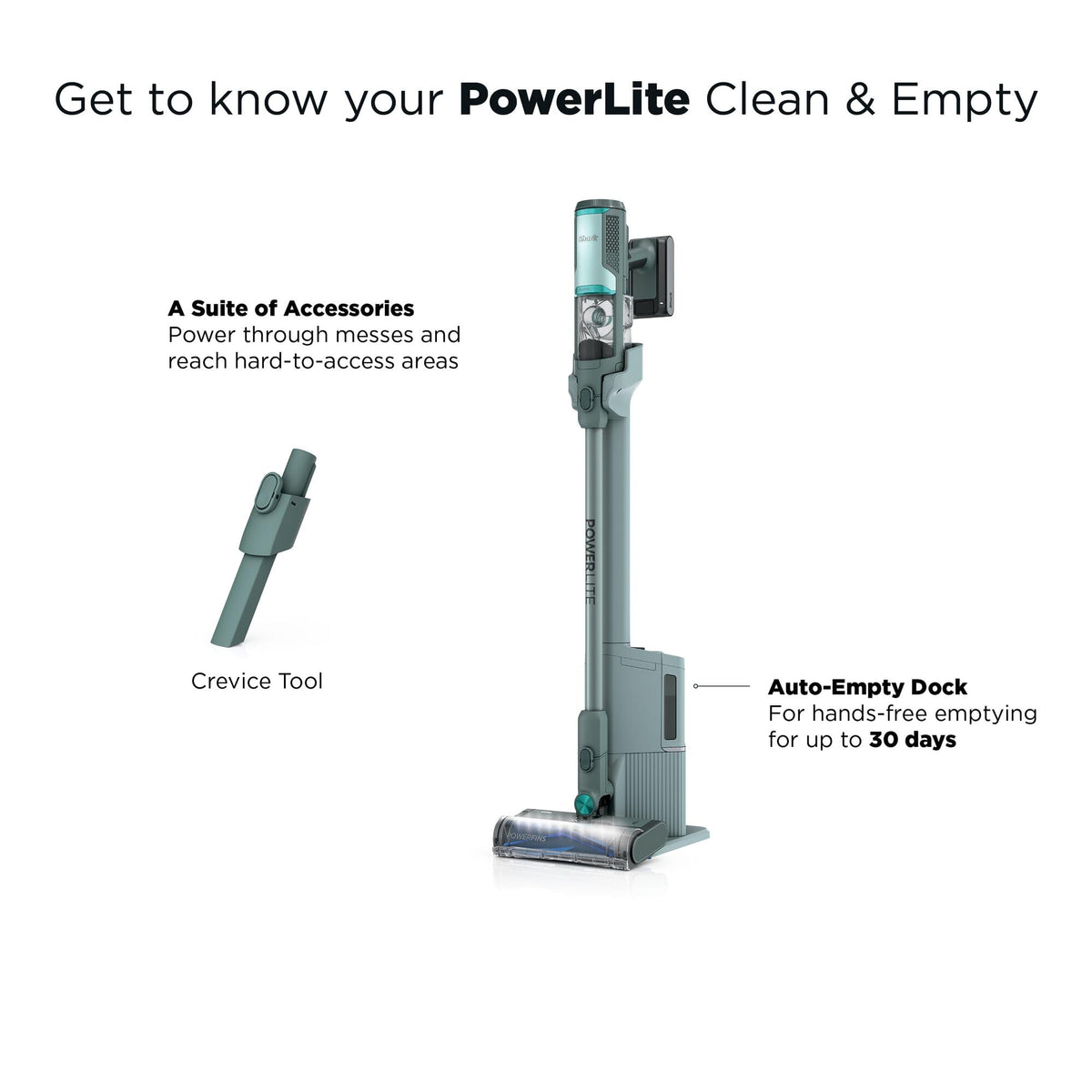 Shark PowerLite Clean & Empty Cordless Vacuum with Auto-Empty Base, Lightweight Multi-Surface Cleaning, HEPA Filtration, 40 Min Runtime – BU3623UK