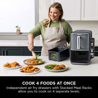 Ninja Double Stack XL 9.5L 2-Drawer Air Fryer, 6 Cooking Functions, Grey