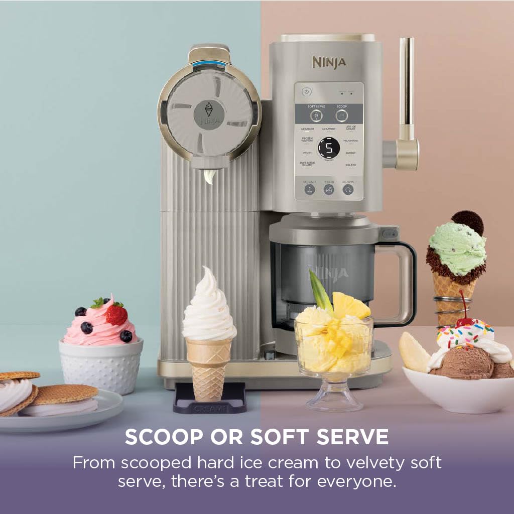 Ninja CREAMi Scoop and Swirl Ice Cream Machine, Stone Gold NC701UKSTGD