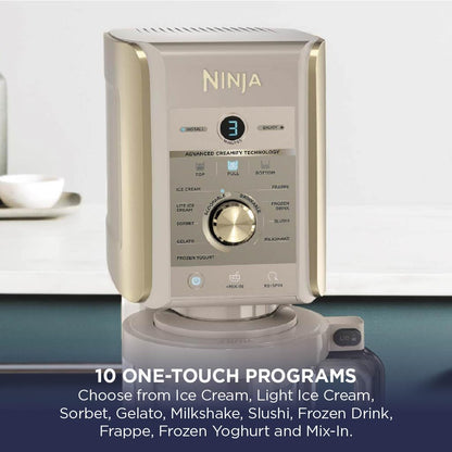 Ninja CREAMi Deluxe Ice Cream Frozen Dessert Maker, Stone/Gold NC501UKSTGD