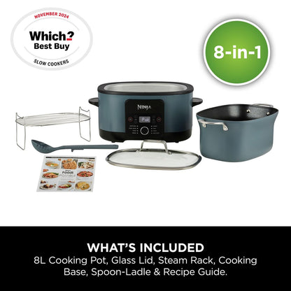 Ninja Foodi PossibleCooker, 8-in-1 Slow Cooker, 8L, Sea Salt Grey, MC1001UK