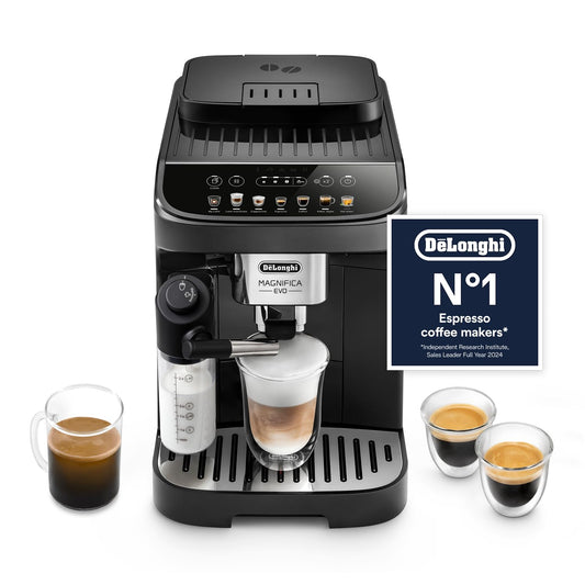 De'Longhi Magnifica Evo, Bean to Cup Coffee and Cappuccino Maker, 1450 watts, 250g bean container, 1.8L water container, ECAM292.81.B, Plastic, Black