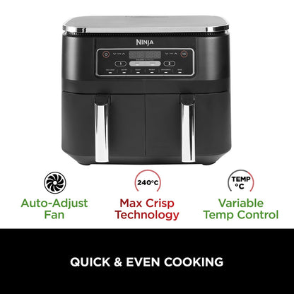 Ninja Foodi 6-in-1 Dual Zone 7.6L Air Fryer, 2 Drawers, Black AF300UK