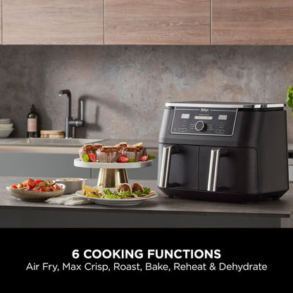 Ninja Foodi MAX Dual Zone 9.5L Air Fryer, 2 Drawers, Black AF400UK