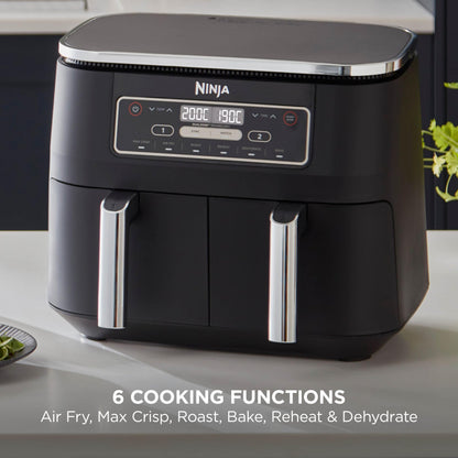 Ninja Foodi 6-in-1 Dual Zone 7.6L Air Fryer, 2 Drawers, Black AF300UK