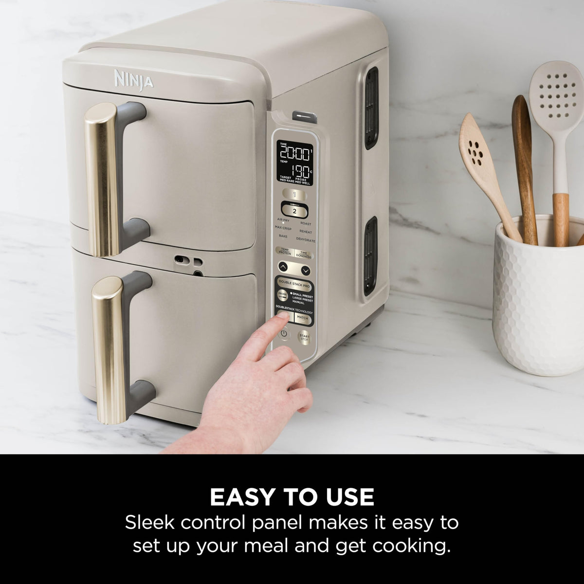 Ninja Double Stack XL 9.5L 2-Drawer Air Fryer, 6 Functions, Stone Gold