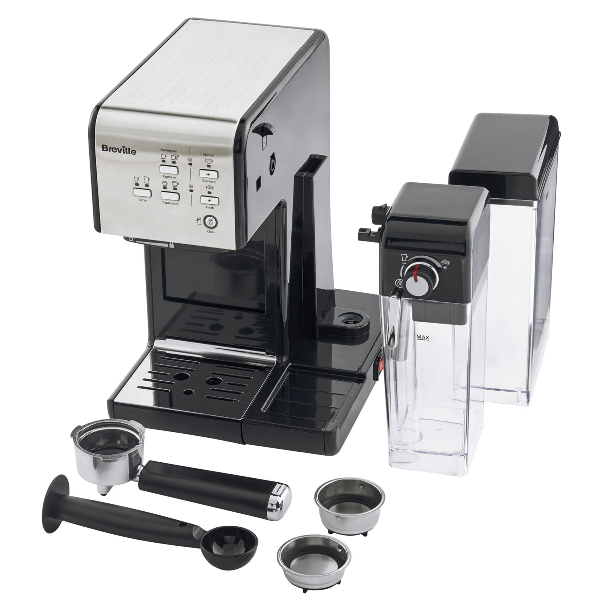 Breville One-Touch CoffeeHouse Coffee Machine | EspressoCappuccino & Latte Maker | 19 Bar Italian Pump | Automatic Milk Frother | ESE Pod Compatible | Black [VCF107]