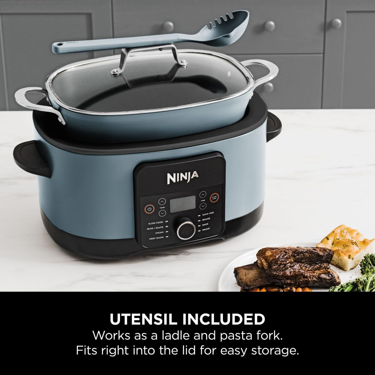Ninja Foodi PossibleCooker, 8-in-1 Slow Cooker, 8L, Sea Salt Grey, MC1001UK