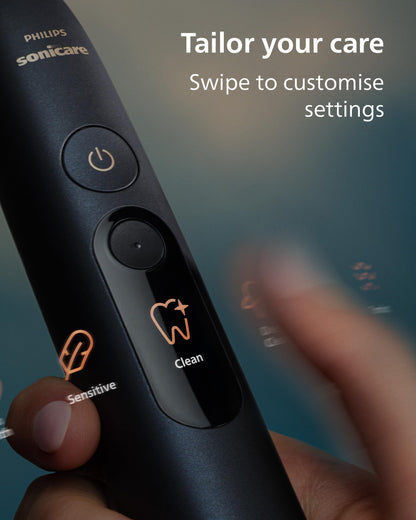 Philips Sonicare Next-Generation DiamondClean 9900 Prestige Sonic Electric Toothbrush − with SenseIQ, Coverage Feedback, Pressure Feedback and 24 Settings, Quartz Black, HX9815/92