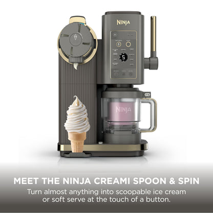 Ninja CREAMi Scoop and Swirl Soft Serve and Ice Cream Maker with 2x Tubs, 13 Functions, Makes Ice Cream, Soft Serve, Gelato, Sorbet, Milkshakes and More, Mix-In Option, Mocha NC701UKBR