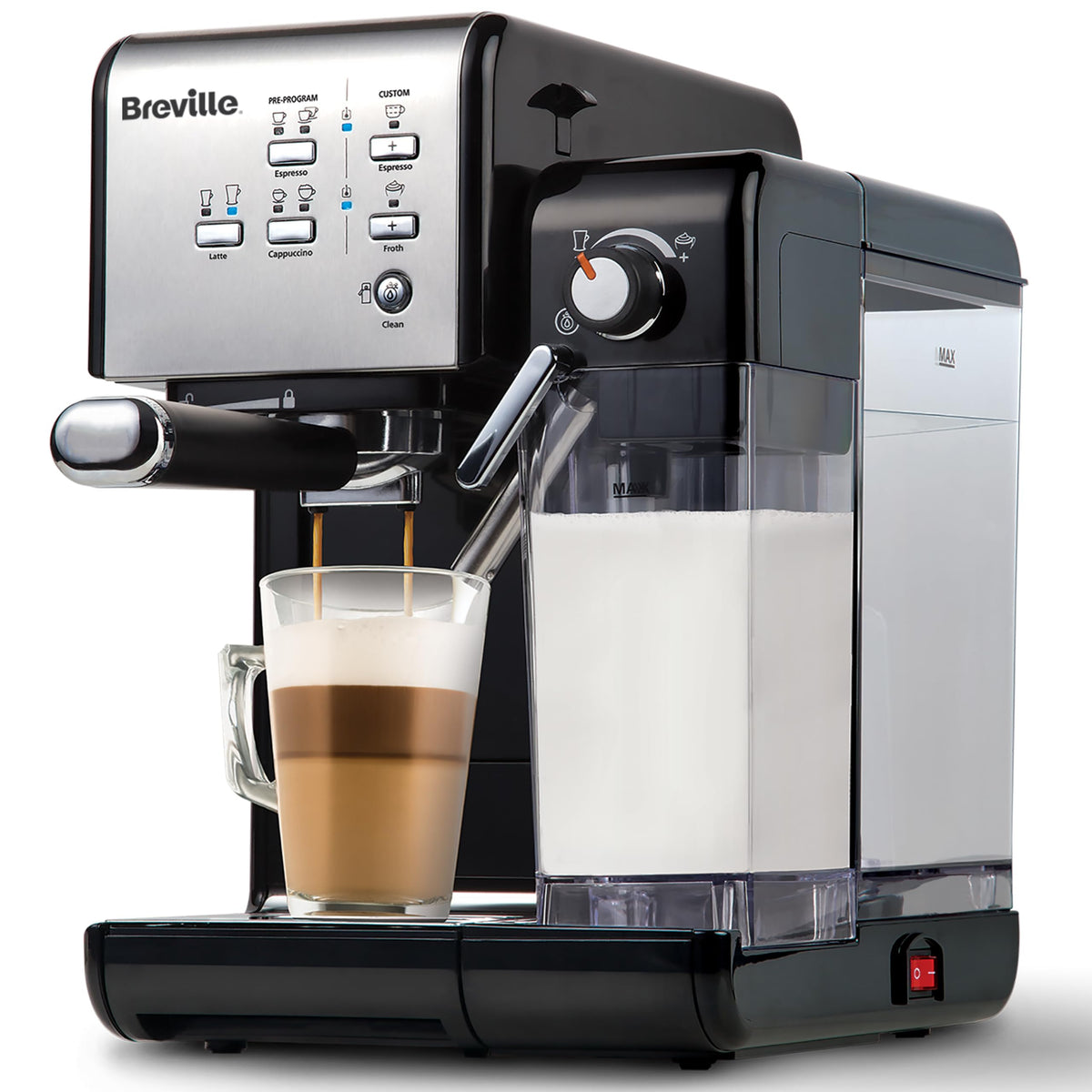 Breville One-Touch CoffeeHouse Coffee Machine | EspressoCappuccino & Latte Maker | 19 Bar Italian Pump | Automatic Milk Frother | ESE Pod Compatible | Black [VCF107]