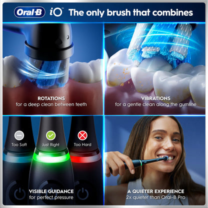 Oral-B iO6 Electric Toothbrush, Black, with Travel Case and Spare Heads
