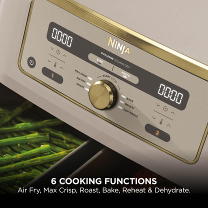 Ninja MAX Dual Zone Digital Air Fryer, 9.5L, Stone Gold DZ400UKSTGD