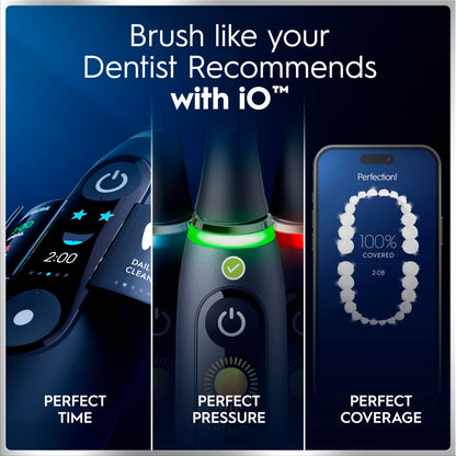 Oral-B iO6 Electric Toothbrush, Black, with Travel Case and Spare Heads