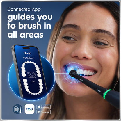 Oral-B iO6 Electric Toothbrush, Black, with Travel Case and Spare Heads