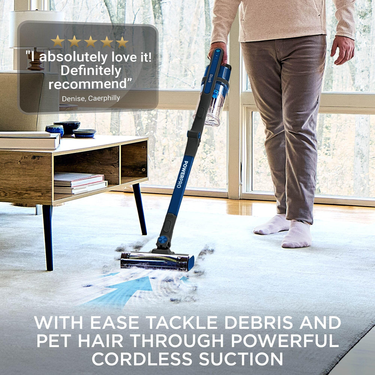 Shark PowerPro Cordless Stick Vacuum, Multi-Surface Cleaning, IZ381UK