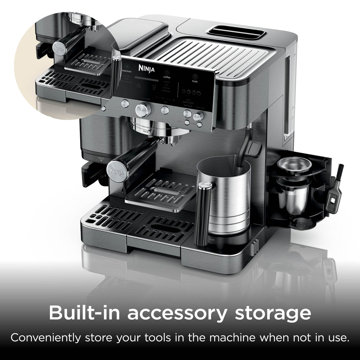 Ninja Luxe Premier 3-in-1 Coffee Machine, Gunmetal ES601UKGM