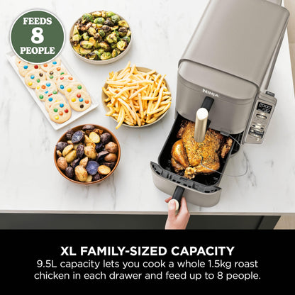 Ninja Double Stack XL 9.5L 2-Drawer Air Fryer, 6 Functions, Stone Gold