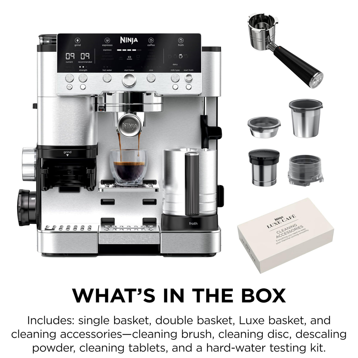 Ninja Luxe Premier 3-in-1 Coffee Machine, Silver ES601UK