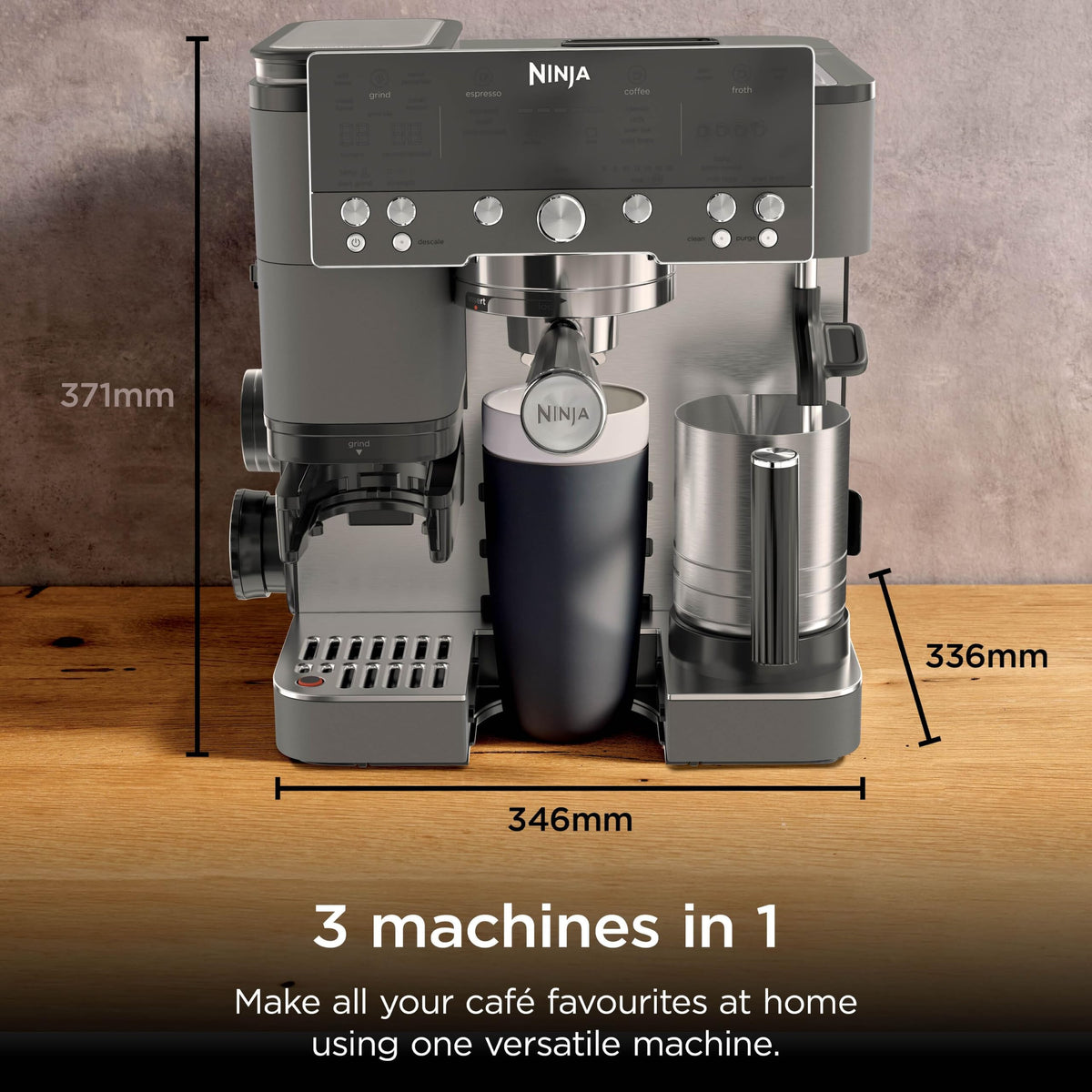 Ninja Luxe Premier 3-in-1 Coffee Machine, Gunmetal ES601UKGM