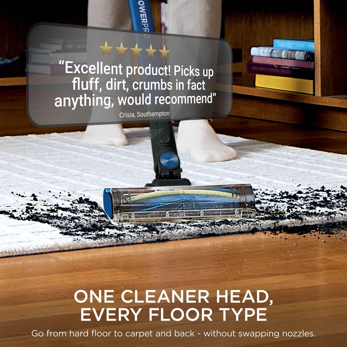 Shark PowerPro Cordless Stick Vacuum, Multi-Surface Cleaning, IZ381UK