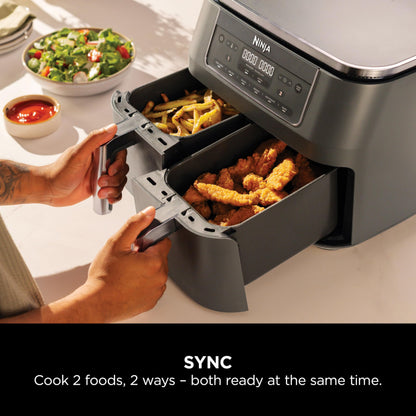 Ninja Dual Zone 6-in-1 7.6L Air Fryer, 2 Drawers, Gunmetal DZ300UK