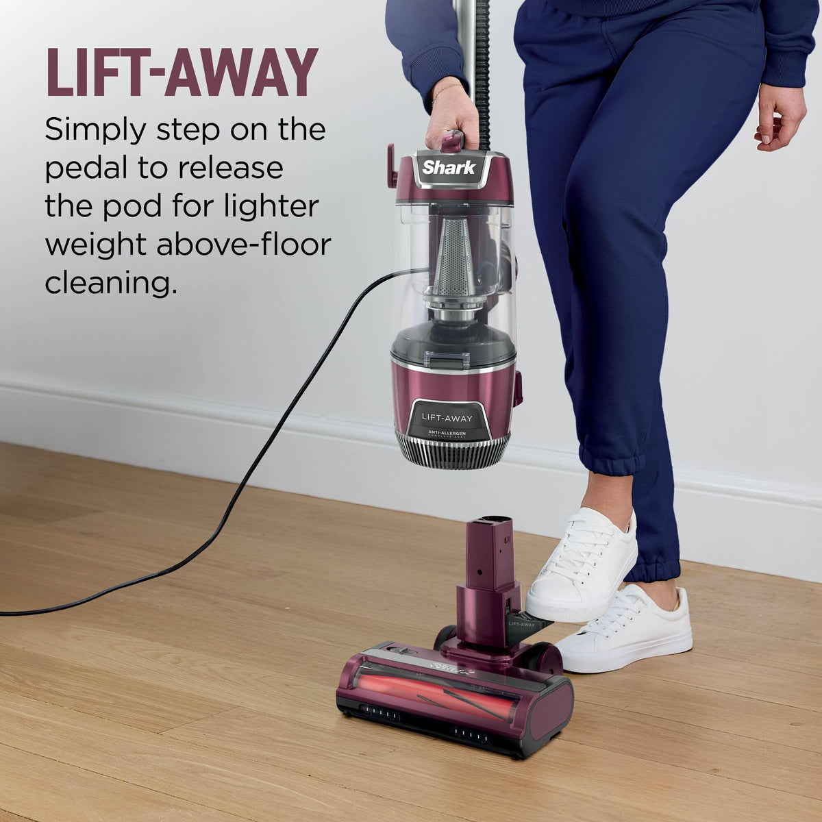 Shark Corded Upright Vacuum Cleaner with Lift-Away Technology, Anti Hair Wrap Plus, Anti-Allergen, 8m Cord, LU250UK
