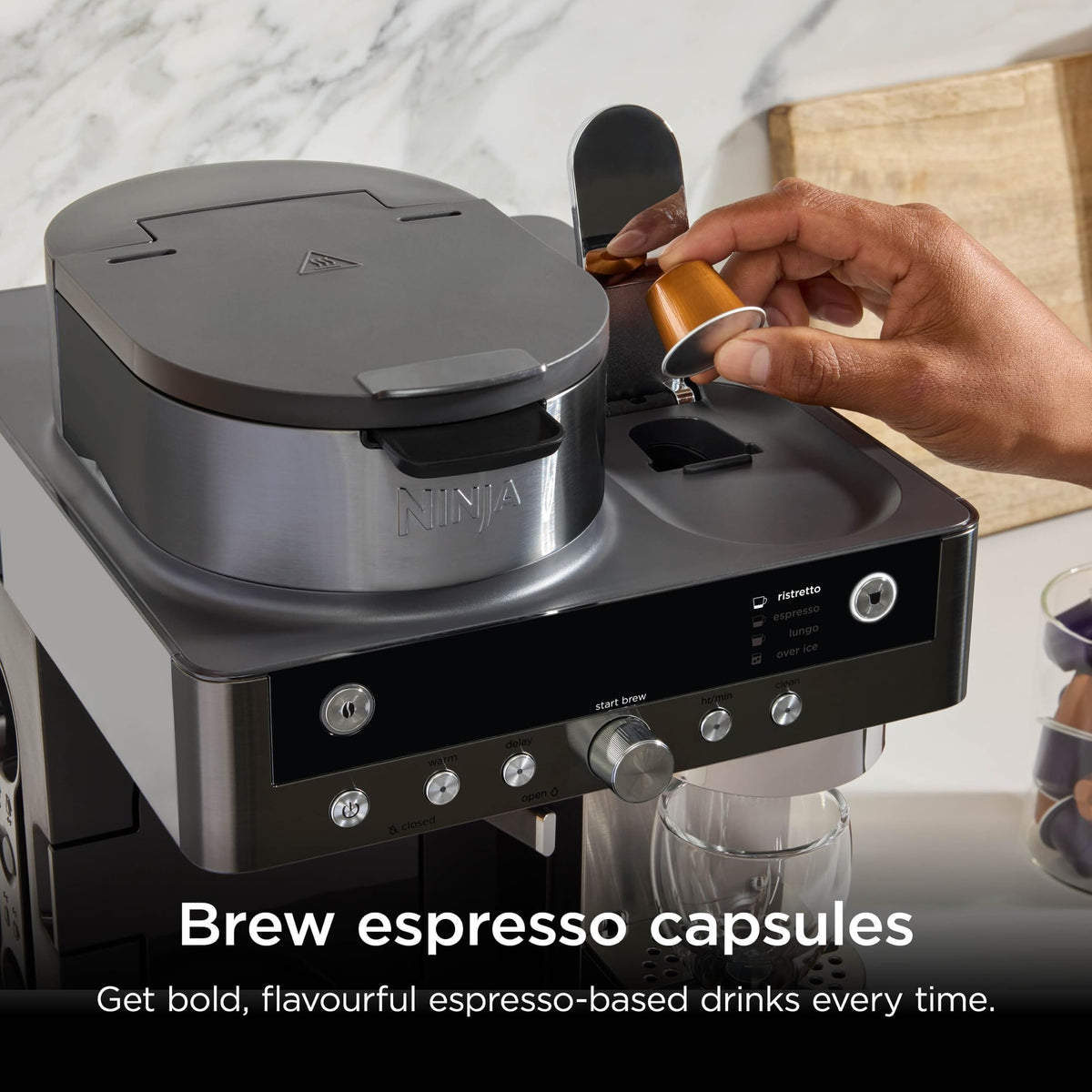 Ninja Prestige Filter Coffee & Pod Capsule Machine, Gunmetal CFN802UKGM